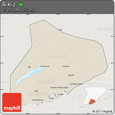 Shaded Relief Map of R Kiz, lighten