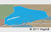 Political Panoramic Map of R Kiz, semi-desaturated