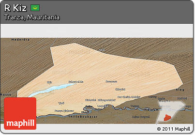 Satellite Panoramic Map of R Kiz, darken