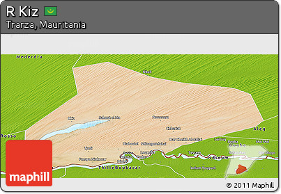 Satellite Panoramic Map of R Kiz, physical outside
