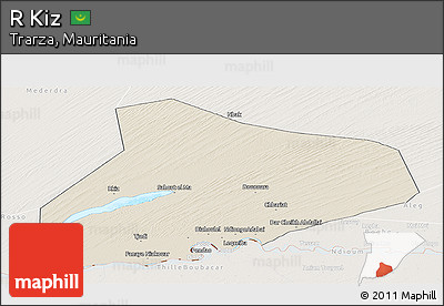 Shaded Relief Panoramic Map of R Kiz, lighten