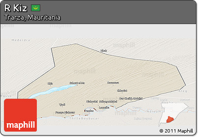 Shaded Relief Panoramic Map of R Kiz, lighten