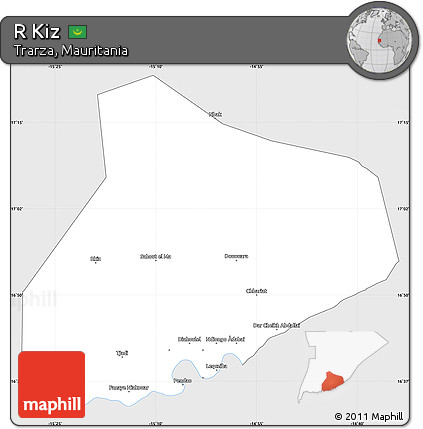 Silver Style Simple Map of R Kiz, single color outside
