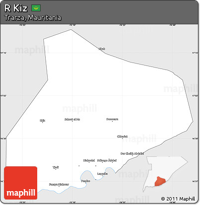 Silver Style Simple Map of R Kiz, single color outside