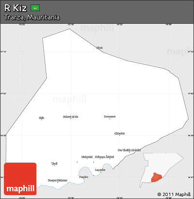 Silver Style Simple Map of R Kiz, single color outside