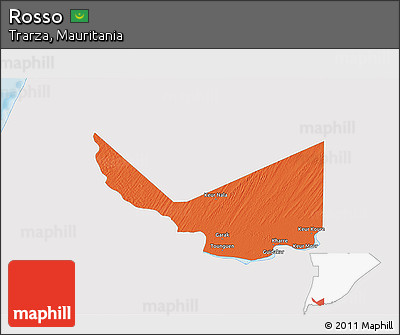 Political 3D Map of Rosso, single color outside