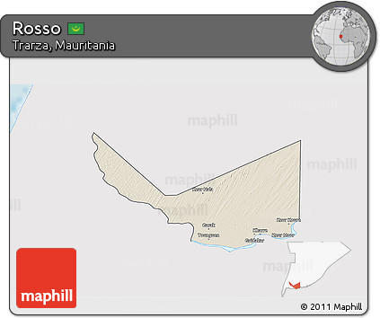 Shaded Relief 3D Map of Rosso, single color outside