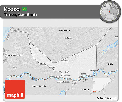 Silver Style 3D Map of Rosso