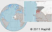 Gray Location Map of Rosso, highlighted country, highlighted parent region, hill shading