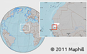 Gray Location Map of Rosso, highlighted parent region, within the entire country, hill shading
