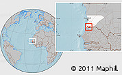 Gray Location Map of Rosso, highlighted parent region, hill shading