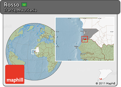 Savanna Style Location Map of Rosso, highlighted country, highlighted parent region, hill shading