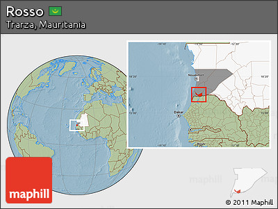 Savanna Style Location Map of Rosso, highlighted country, highlighted parent region, hill shading