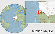 Savanna Style Location Map of Rosso, highlighted country, hill shading