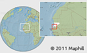 Savanna Style Location Map of Rosso, highlighted parent region, within the entire country, hill shading