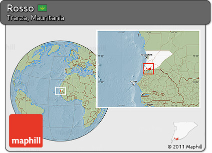 Savanna Style Location Map of Rosso, highlighted parent region, hill shading
