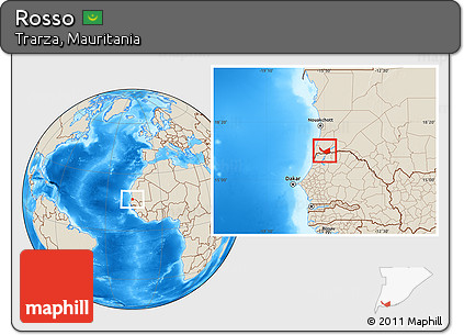 Shaded Relief Location Map of Rosso