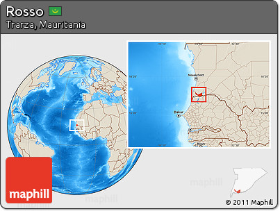 Shaded Relief Location Map of Rosso