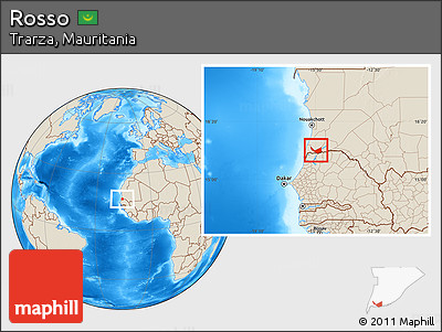 Shaded Relief Location Map of Rosso