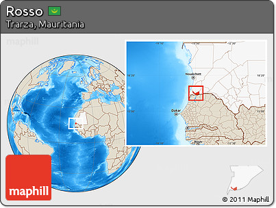 Shaded Relief Location Map of Rosso, highlighted country