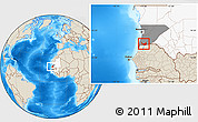 Shaded Relief Location Map of Rosso, highlighted country, highlighted parent region