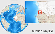 Shaded Relief Location Map of Rosso, highlighted country