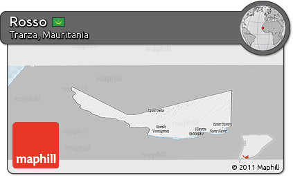 Gray Panoramic Map of Rosso, single color outside