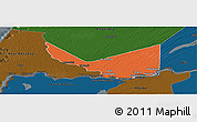 Political Panoramic Map of Rosso, darken