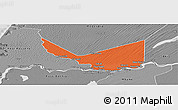 Political Panoramic Map of Rosso, desaturated