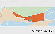 Political Panoramic Map of Rosso, lighten