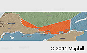 Political Panoramic Map of Rosso, semi-desaturated