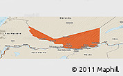 Political Panoramic Map of Rosso, shaded relief outside