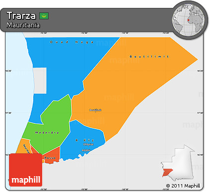 Political Simple Map of Trarza, single color outside