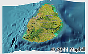 Satellite 3D Map of Mauritius, single color outside