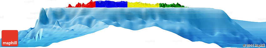 Flag Horizon Map of Mauritius, single color outside, bathymetry sea, shaded relief sea, flag rotated