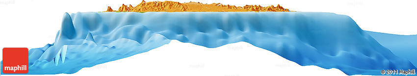 Political Shades Horizon Map of Mauritius, physical outside