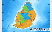 Political Map of Mauritius, darken, land only