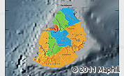 Political Map of Mauritius, darken, semi-desaturated