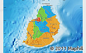 Political Map of Mauritius, political shades outside