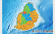Political Map of Mauritius, satellite outside, bathymetry sea