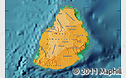 Political Shades Map of Mauritius, satellite outside