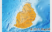 Political Shades Map of Mauritius, shaded relief outside