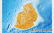 Political Shades Map of Mauritius, single color outside, shaded relief sea