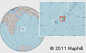 Gray Location Map of Port Louis, within the entire country, hill shading