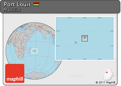 Gray Location Map of Port Louis, highlighted country