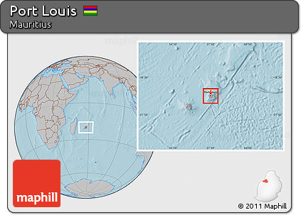 Gray Location Map of Port Louis, hill shading