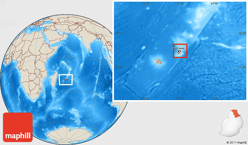 Shaded Relief Location Map of Riviere Du Rempart