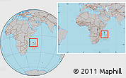 Gray Location Map of Mayotte, within the entire continent