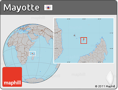 Gray Location Map of Mayotte