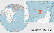 Gray Location Map of Mayotte, highlighted continent, hill shading